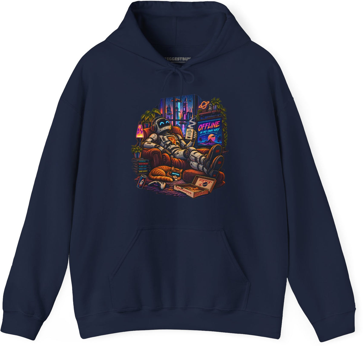 Offline Orbit - Pullover Hoodie in Navy, front view