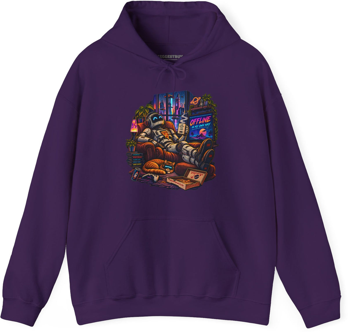 Offline Orbit - Pullover Hoodie in Purple, front view