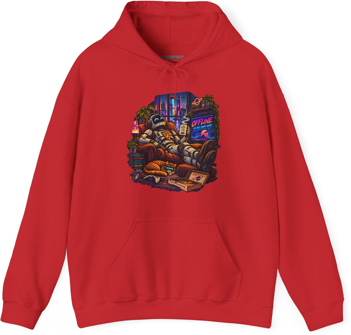 Offline Orbit - Pullover Hoodie in Red, front view