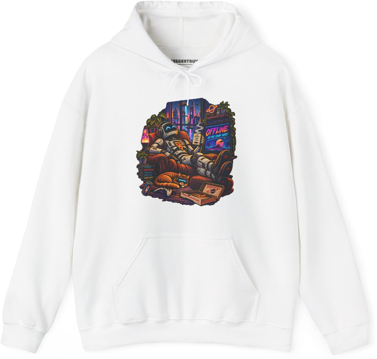 Offline Orbit - Pullover Hoodie in White, front view