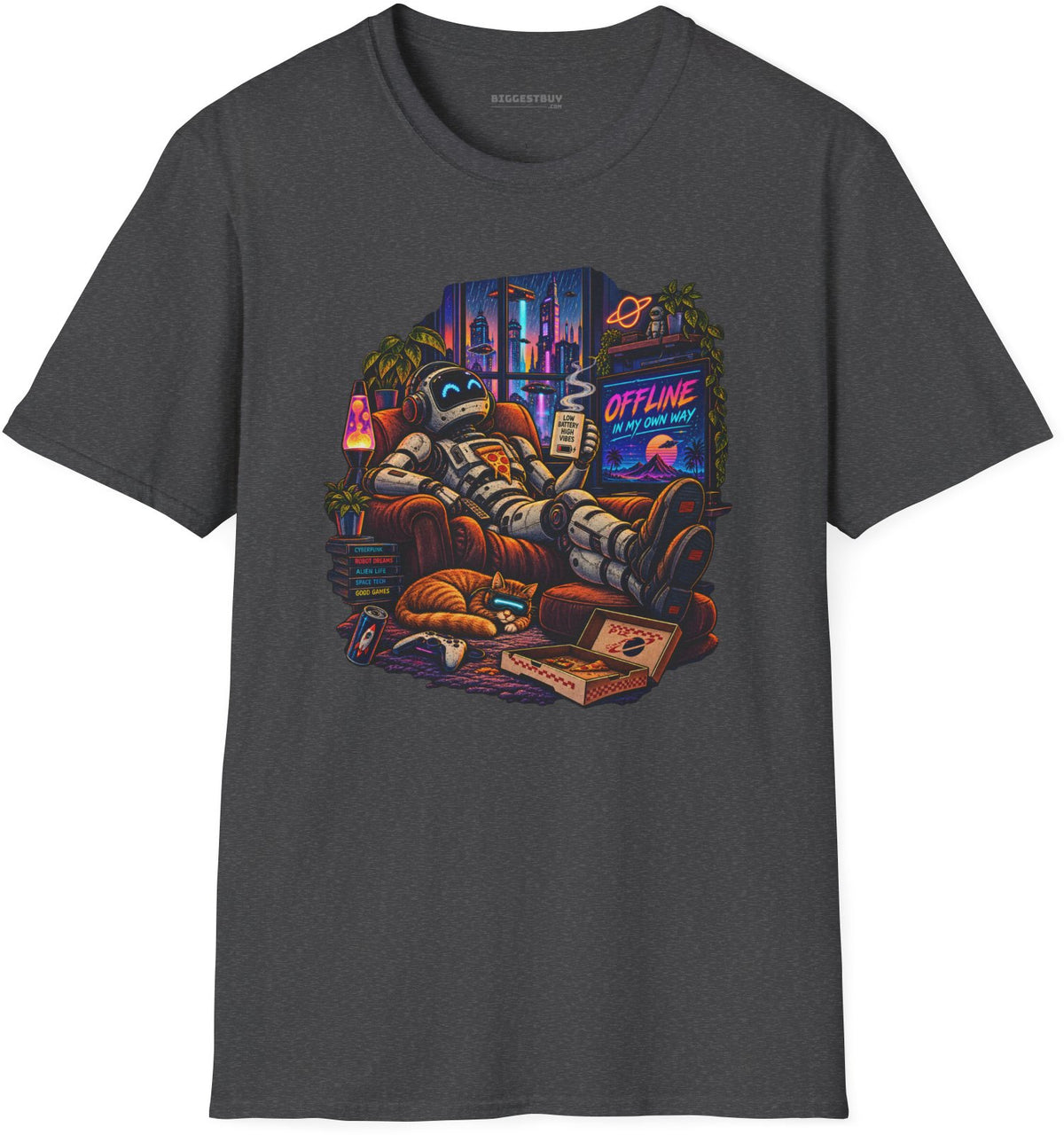 Offline Orbit - Softstyle T-Shirt in Dark Heather, front view