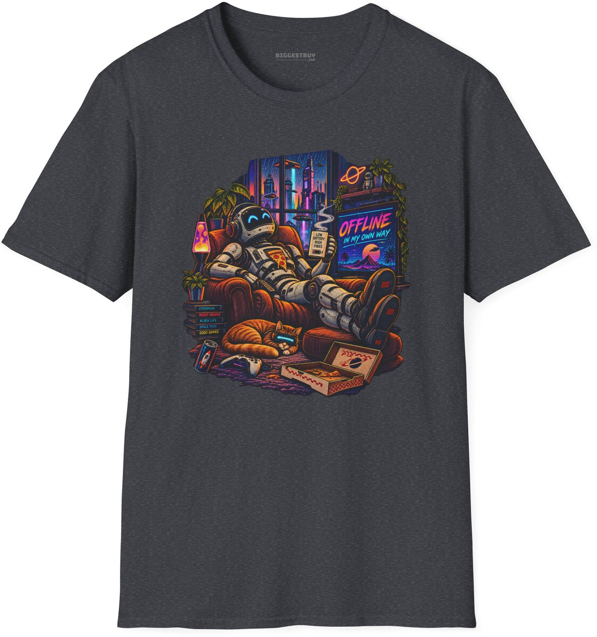 Offline Orbit - Softstyle T-Shirt in Dark Heather Grey, front view