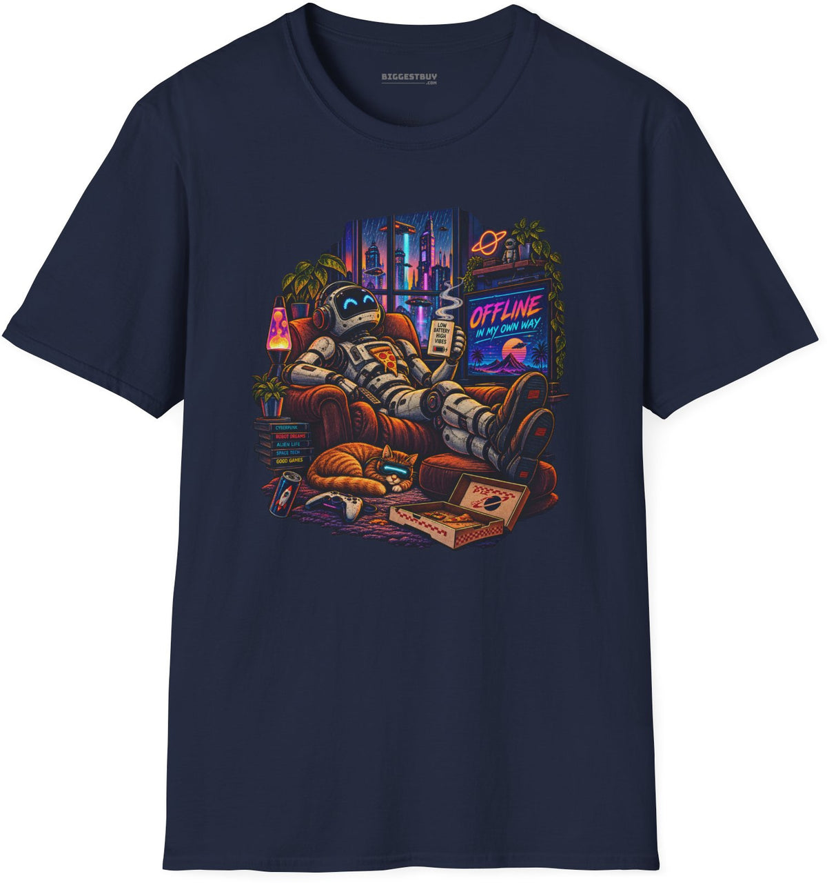 Offline Orbit - Softstyle T-Shirt in Navy, front view
