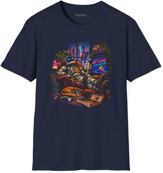Offline Orbit - Softstyle T-Shirt in Navy, front view