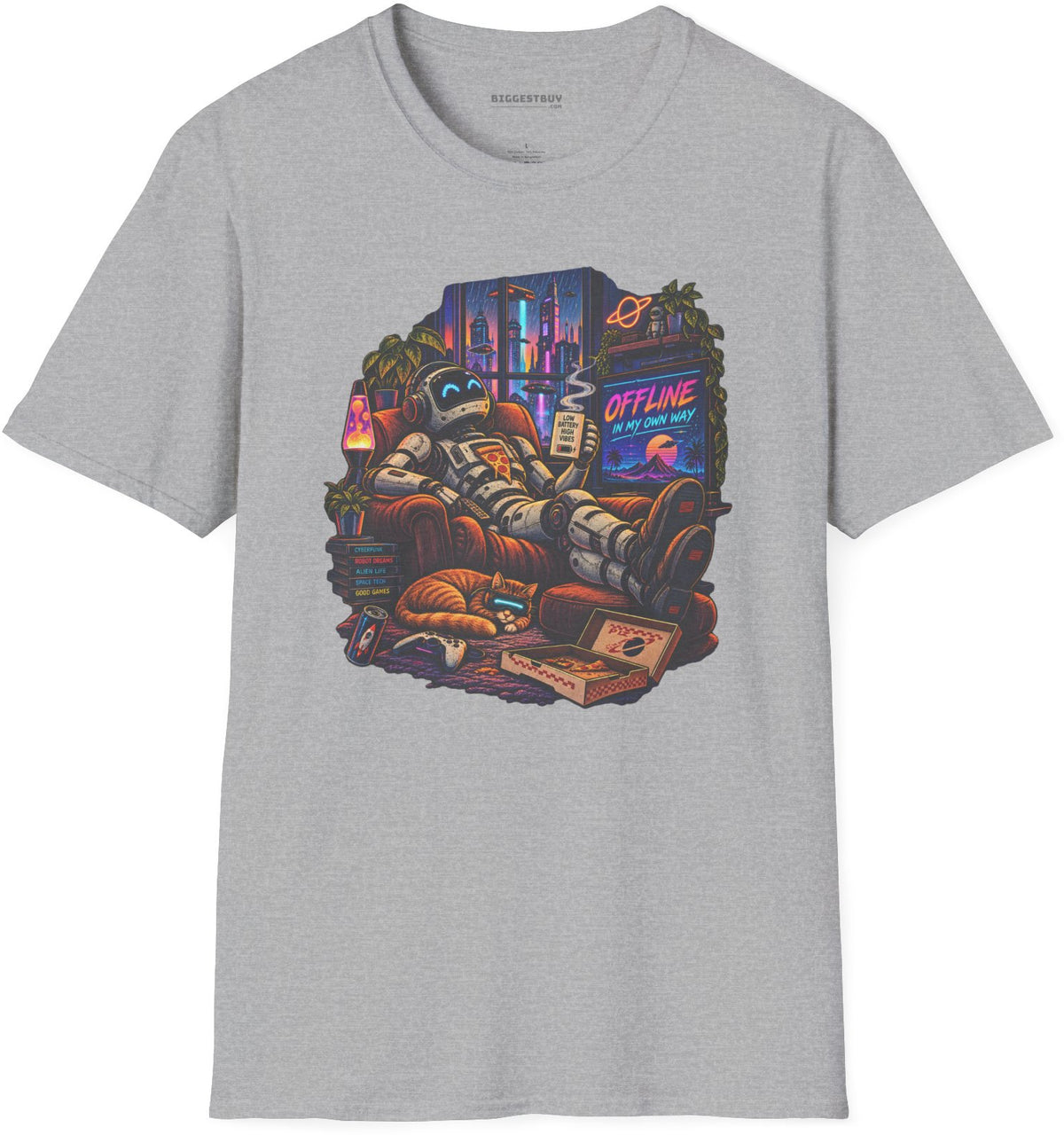 Offline Orbit - Softstyle T-Shirt in Sport Grey, front view