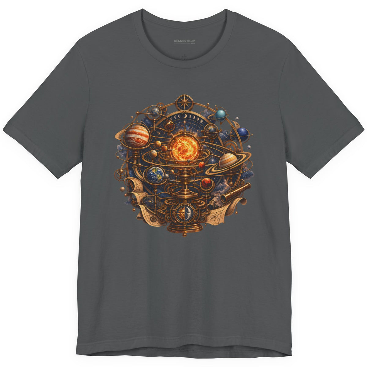 Orbital Opulence - Classic Jersey Tee in Asphalt, front view
