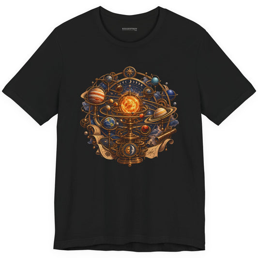Orbital Opulence - Classic Jersey Tee in Black, front view