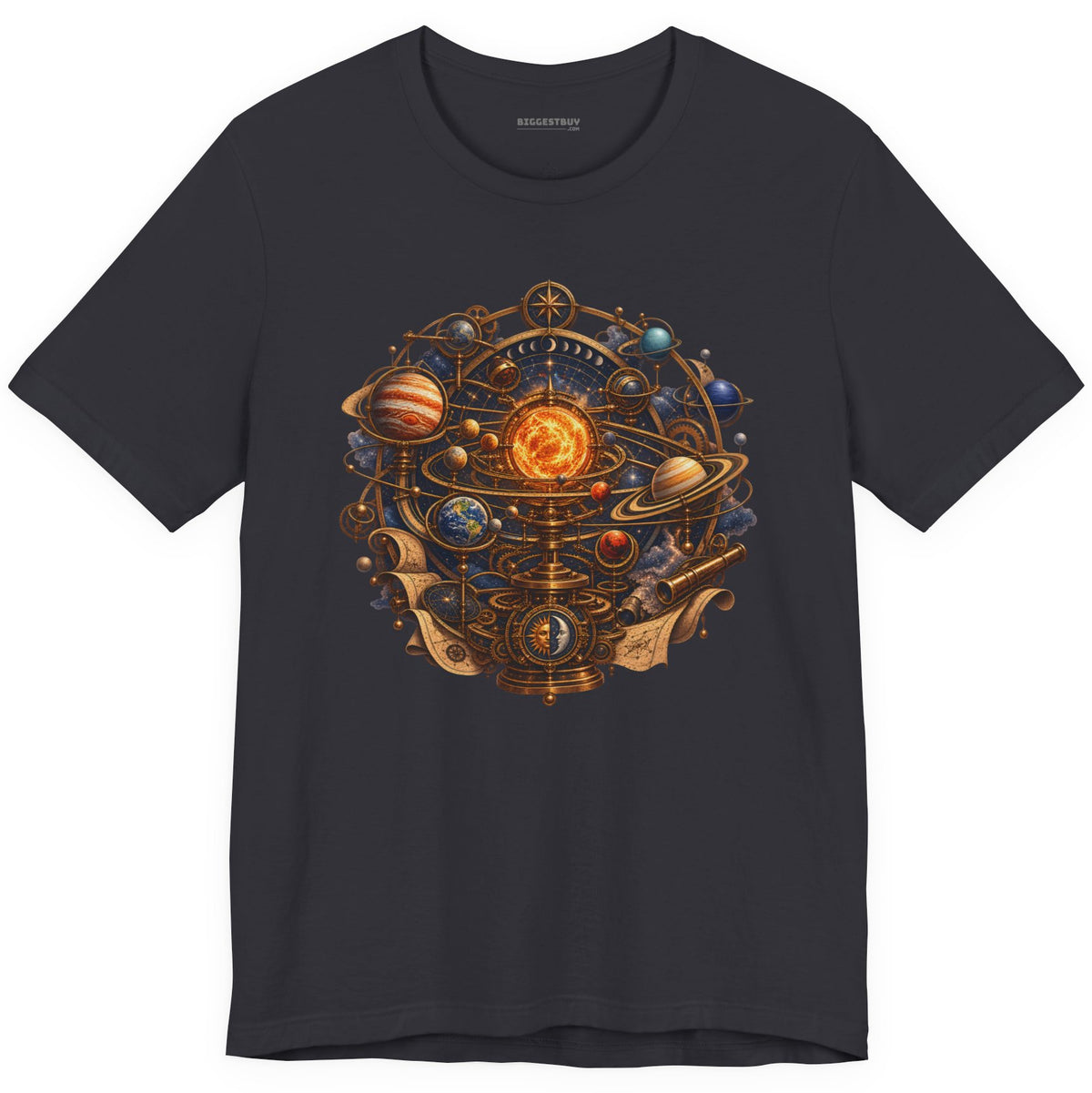 Orbital Opulence - Classic Jersey Tee in Dark Grey, front view