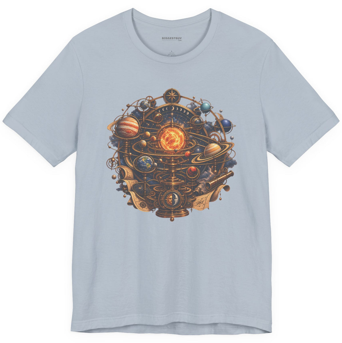 Orbital Opulence - Classic Jersey Tee in Light Blue, front view