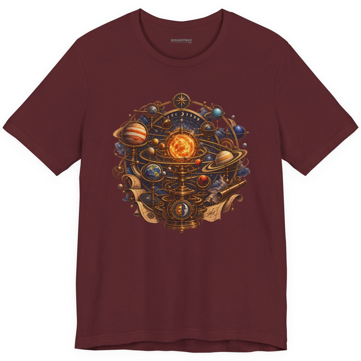 Orbital Opulence - Classic Jersey Tee in Maroon, front view