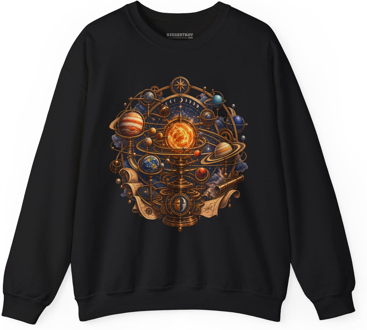 Orbital Opulence - Crewneck Sweatshirt in Black, front view