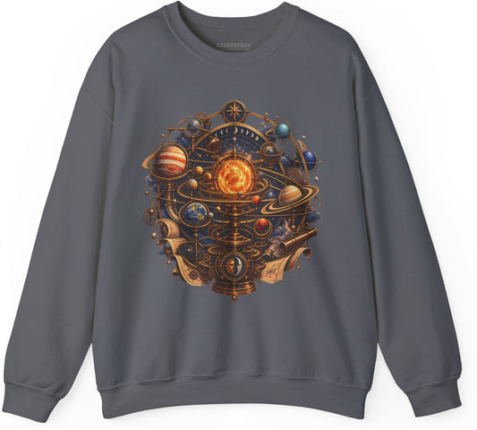 Orbital Opulence - Crewneck Sweatshirt in Charcoal, front view