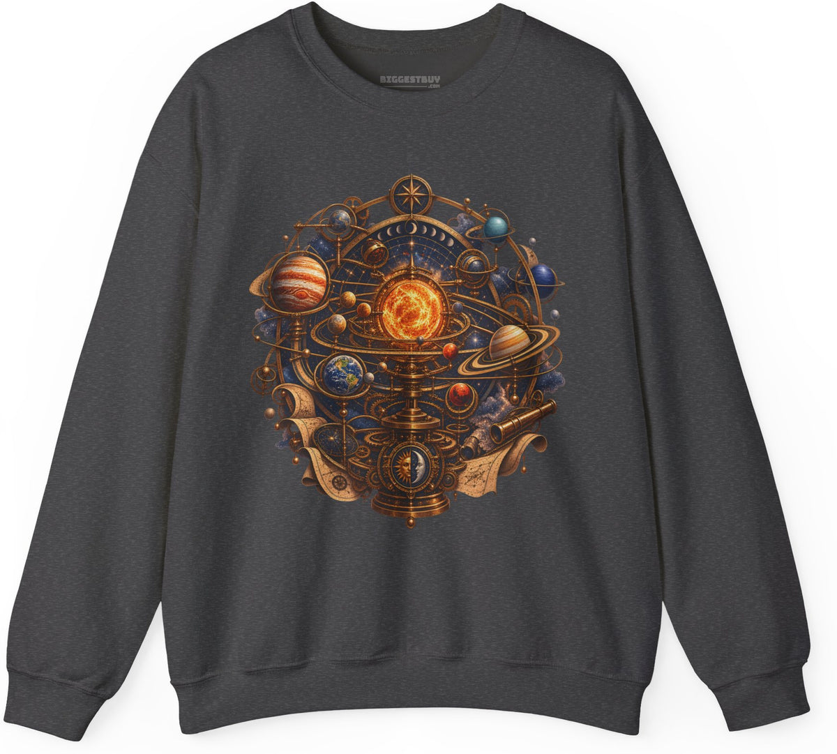 Orbital Opulence - Crewneck Sweatshirt in Dark Heather, front view