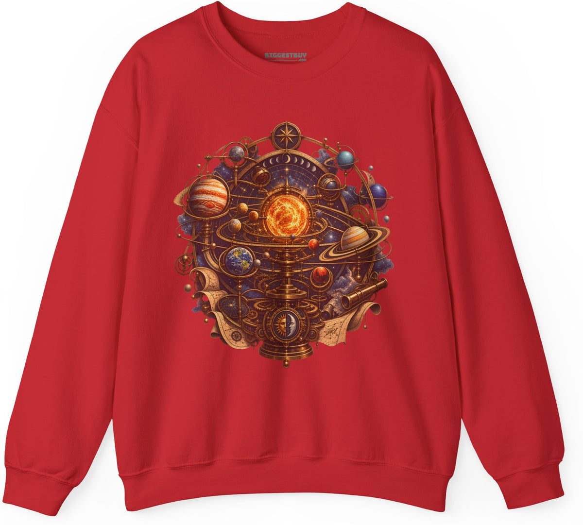 Orbital Opulence - Crewneck Sweatshirt in Red, front view