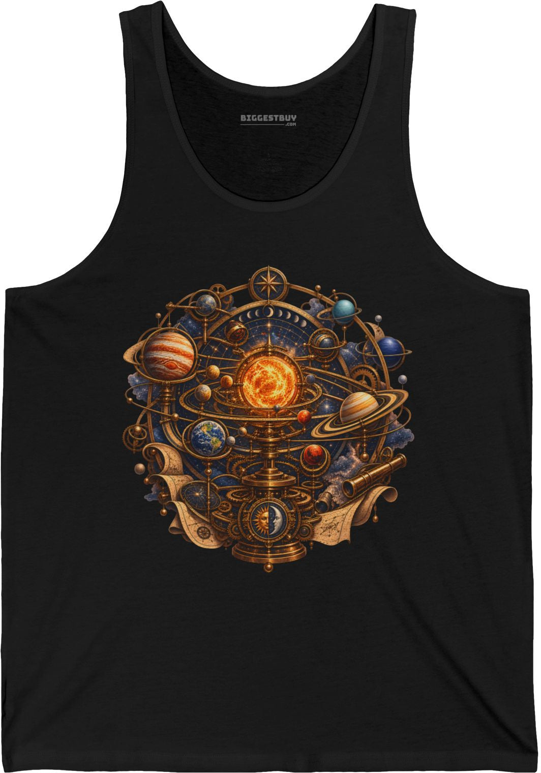 Orbital Opulence - Jersey Tank Top in Black, front view