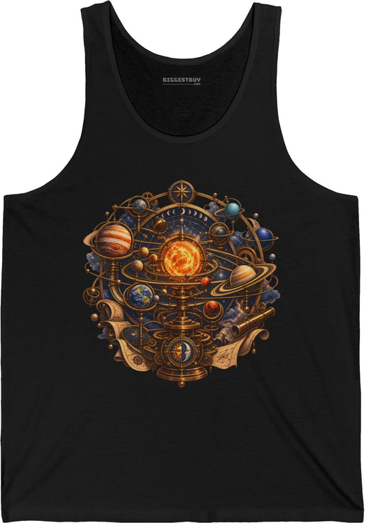 Orbital Opulence - Jersey Tank Top in Black, front view