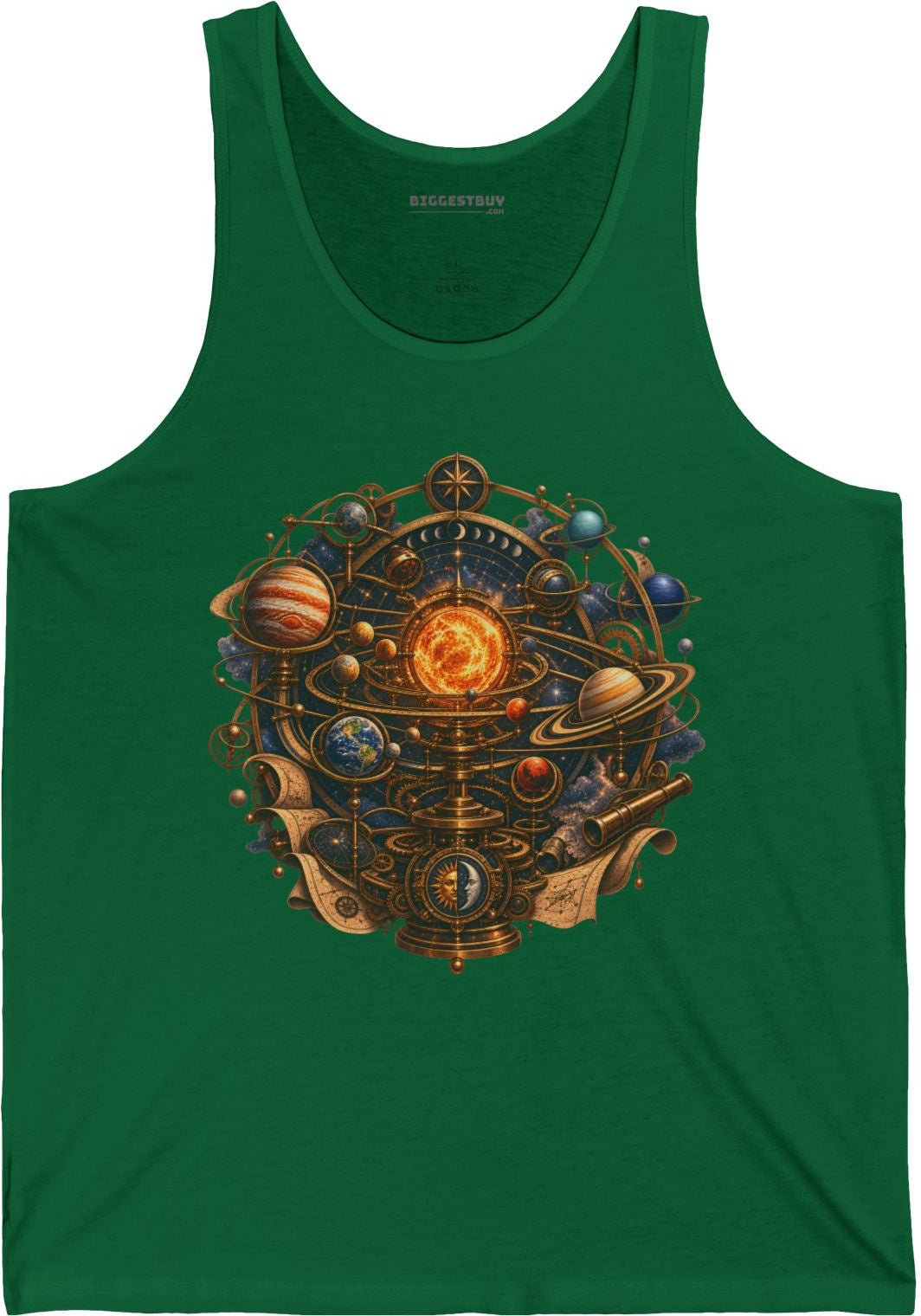 Orbital Opulence - Jersey Tank Top in Kelly, front view