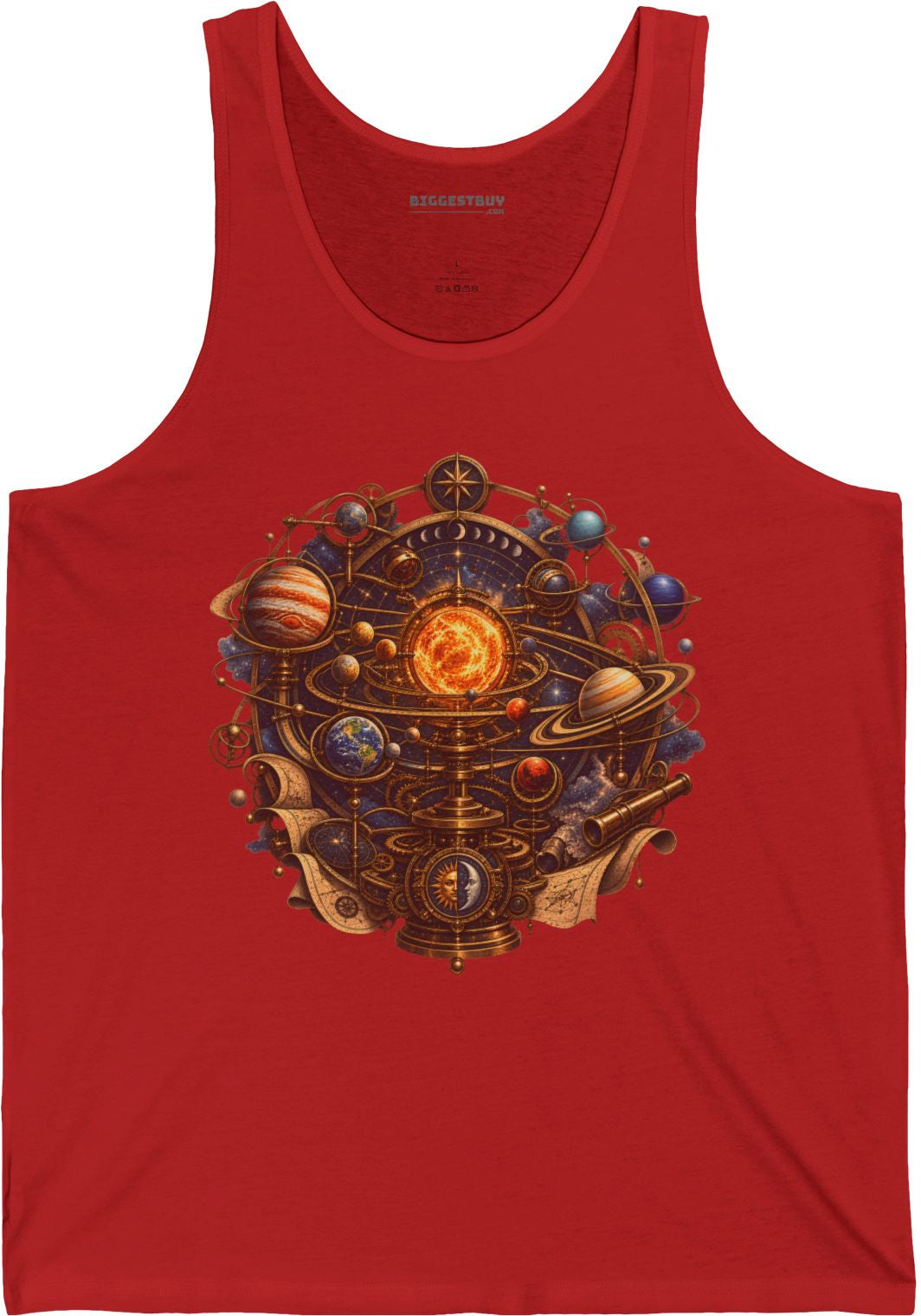 Orbital Opulence - Jersey Tank Top in Red, front view