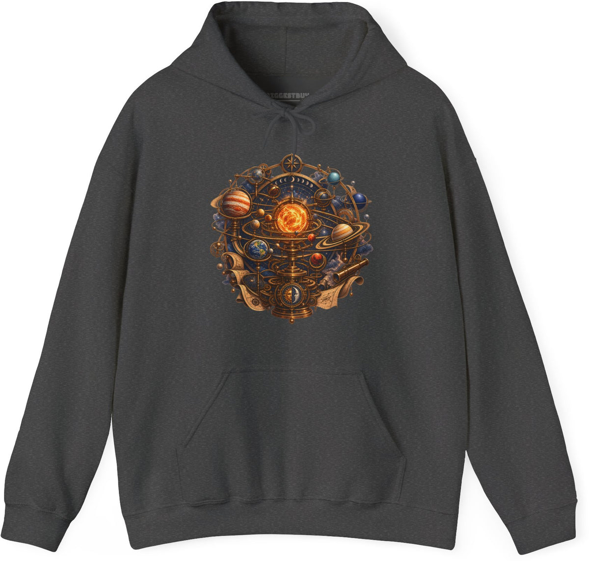Orbital Opulence - Pullover Hoodie in Dark Heather, front view