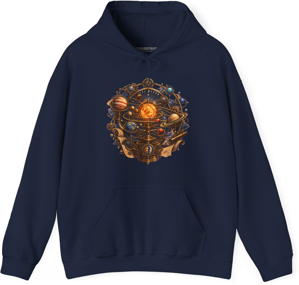 Orbital Opulence - Pullover Hoodie in Navy, front view