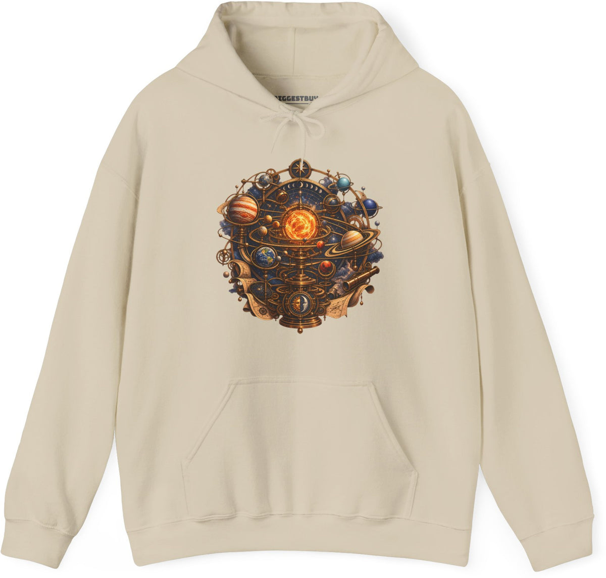 Orbital Opulence - Pullover Hoodie in Sand, front view