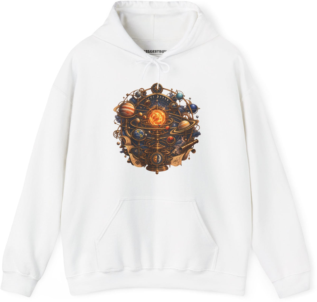 Orbital Opulence - Pullover Hoodie in White, front view