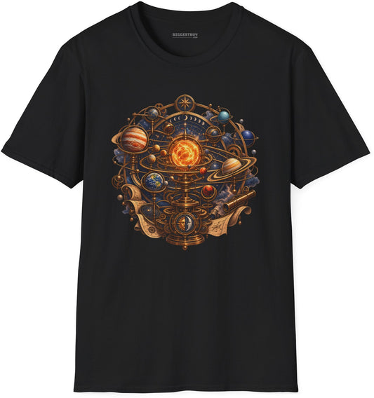 Orbital Opulence - Softstyle T-Shirt in Black, front view