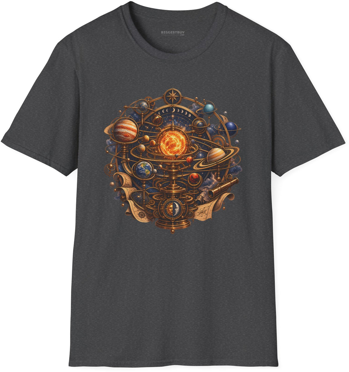 Orbital Opulence - Softstyle T-Shirt in Dark Heather, front view