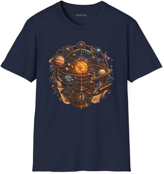 Orbital Opulence - Softstyle T-Shirt in Navy, front view