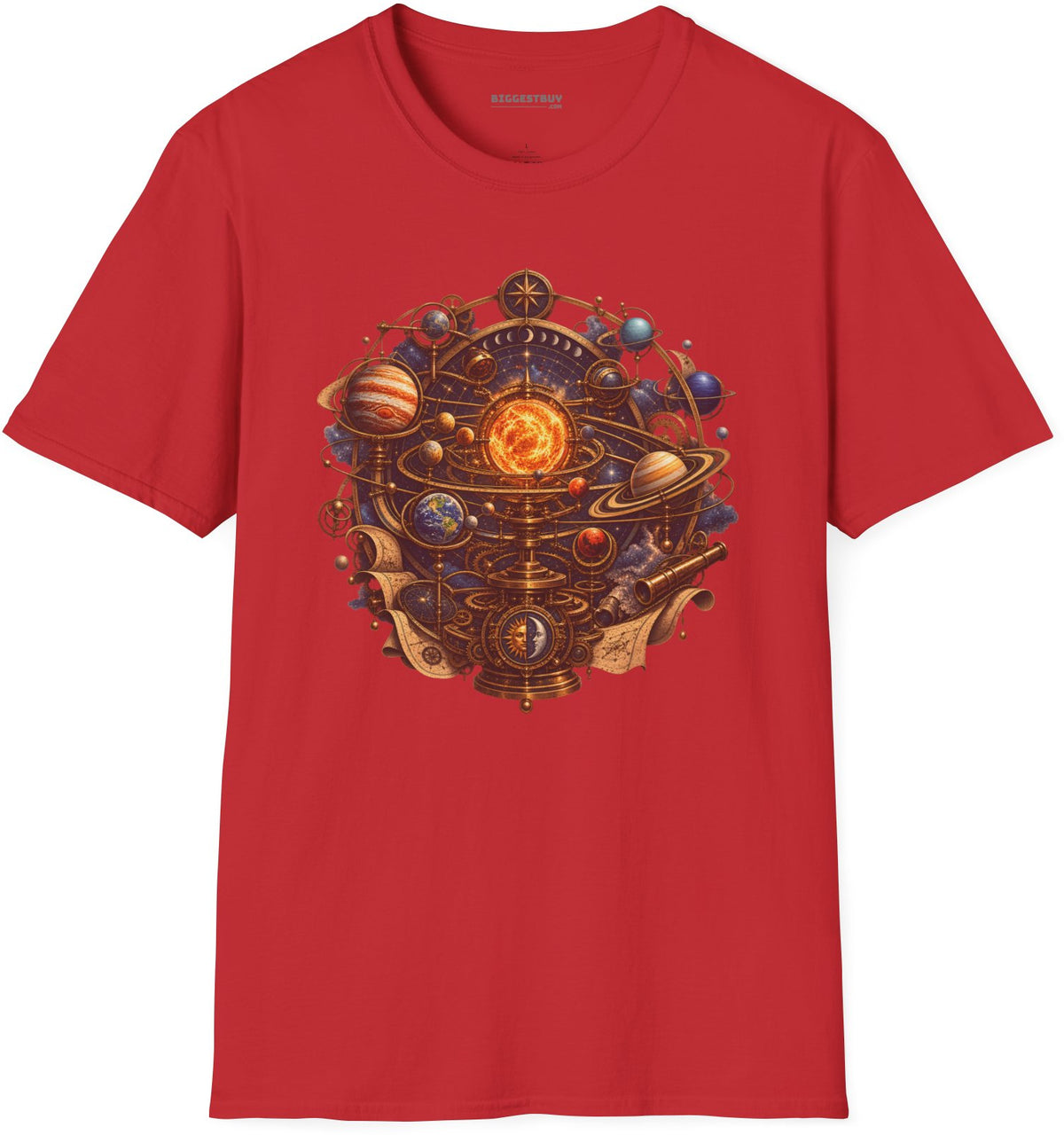Orbital Opulence - Softstyle T-Shirt in Red, front view