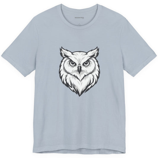 Owl Watch - Classic Jersey Tee in Light Blue, front view