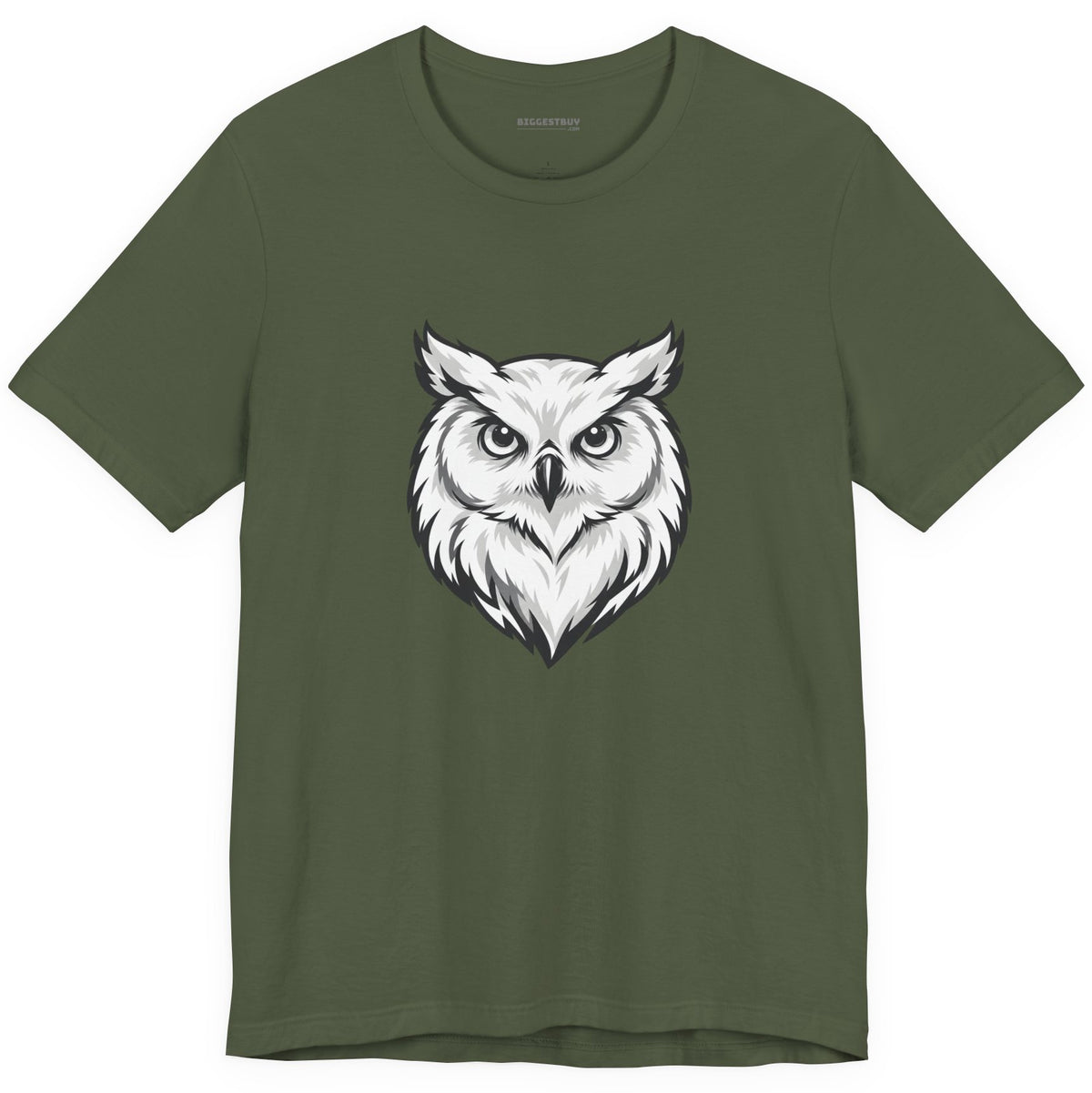 Owl Watch - Classic Jersey Tee in Military Green, front view