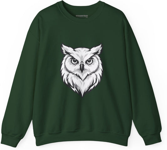 Owl Watch - Crewneck Sweatshirt in Forest Green, front view