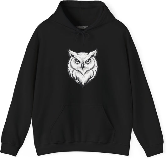 Owl Watch - Pullover Hoodie in Black, front view