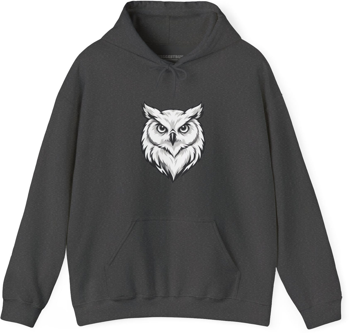 Owl Watch - Pullover Hoodie in Dark Heather, front view