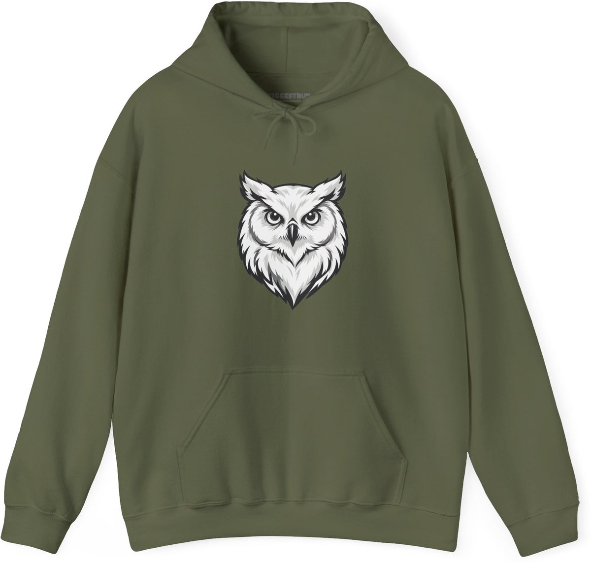 Owl Watch - Pullover Hoodie in Military Green, front view