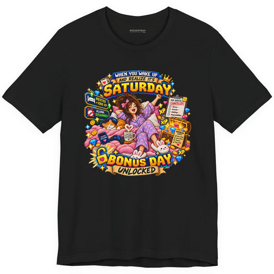 Pajama Party - Classic Jersey Tee in Black, front view