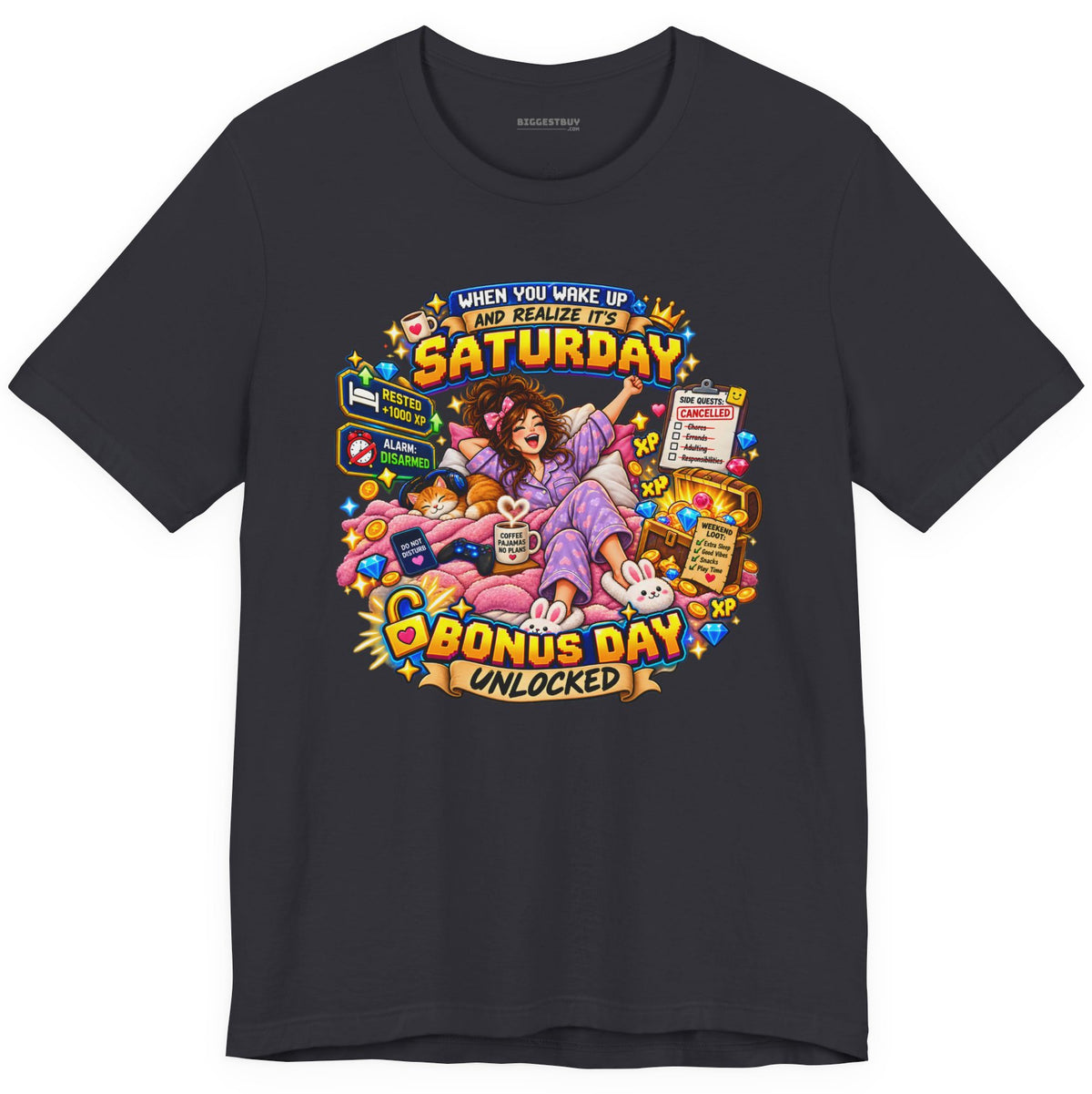 Pajama Party - Classic Jersey Tee in Dark Grey, front view