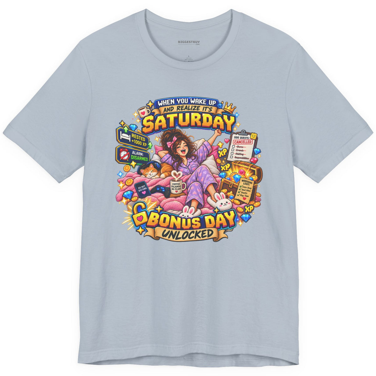 Pajama Party - Classic Jersey Tee in Light Blue, front view