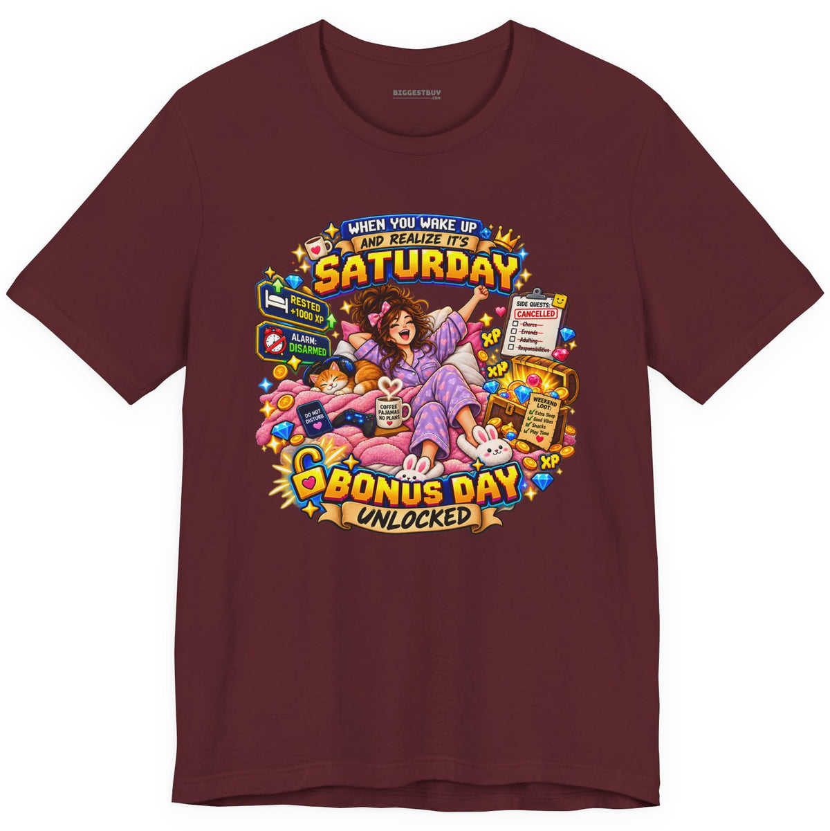 Pajama Party - Classic Jersey Tee in Maroon, front view