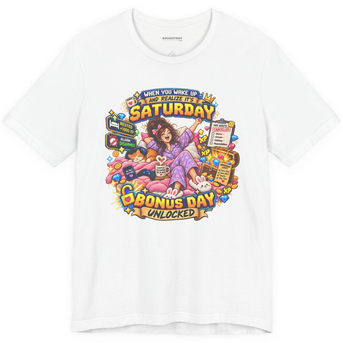 Pajama Party - Classic Jersey Tee in White, front view
