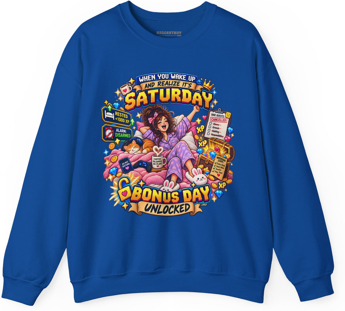 Pajama Party - Crewneck Sweatshirt in Royal, front view