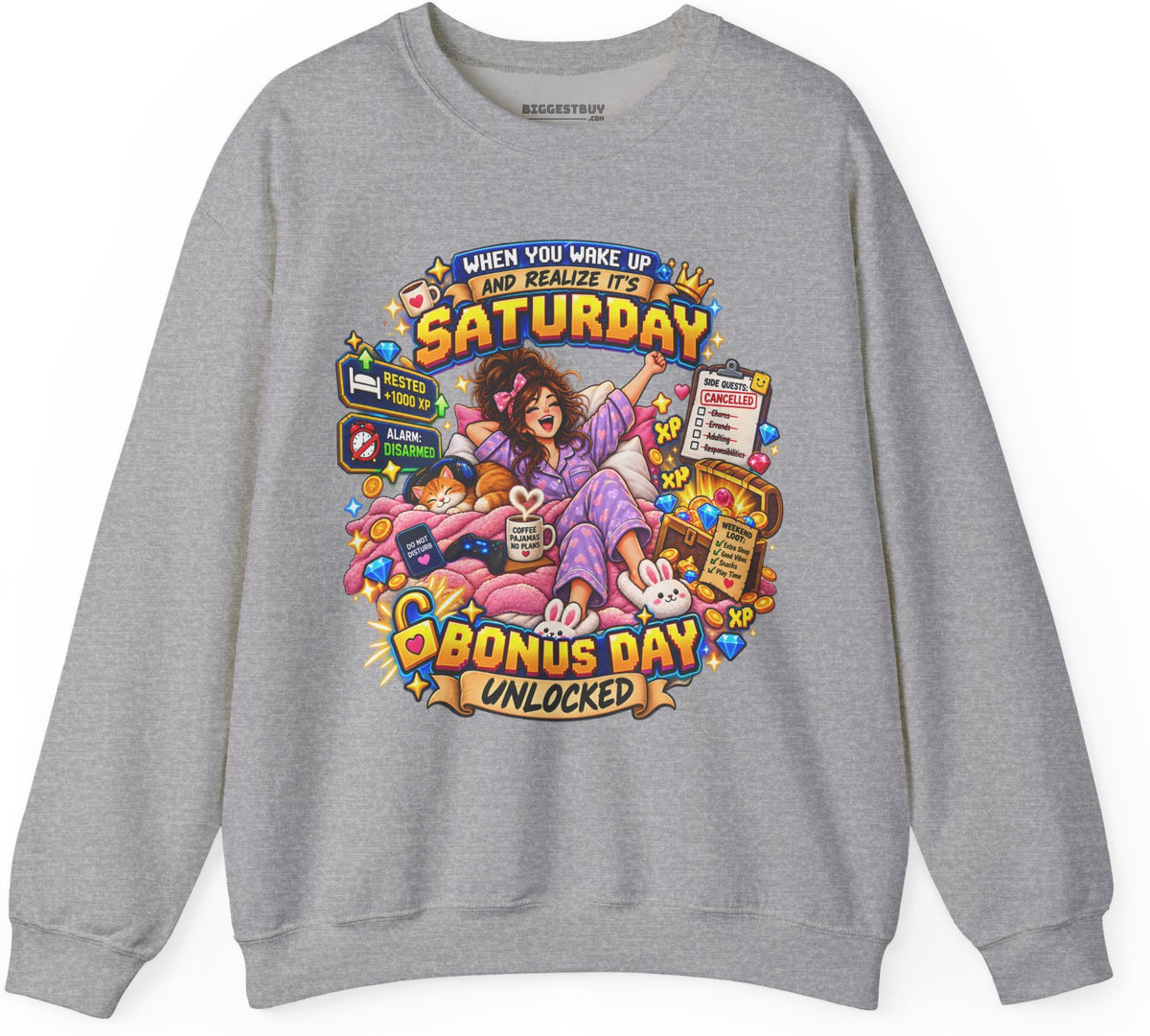 Pajama Party - Crewneck Sweatshirt in Sport Grey, front view