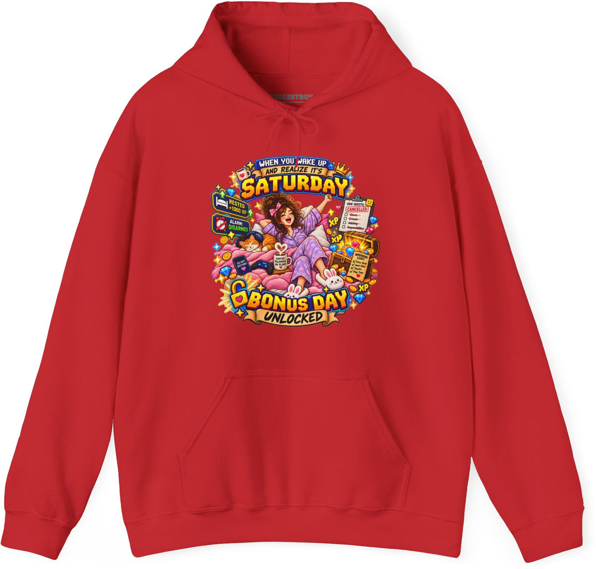 Pajama Party - Pullover Hoodie in Red, front view