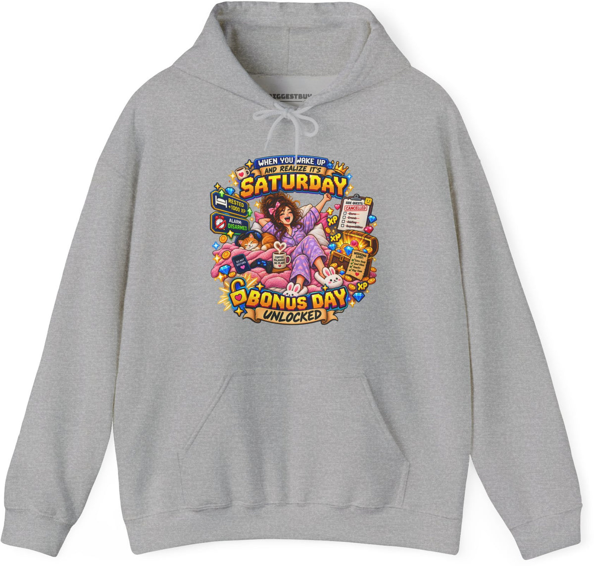 Pajama Party - Pullover Hoodie in Sport Grey, front view