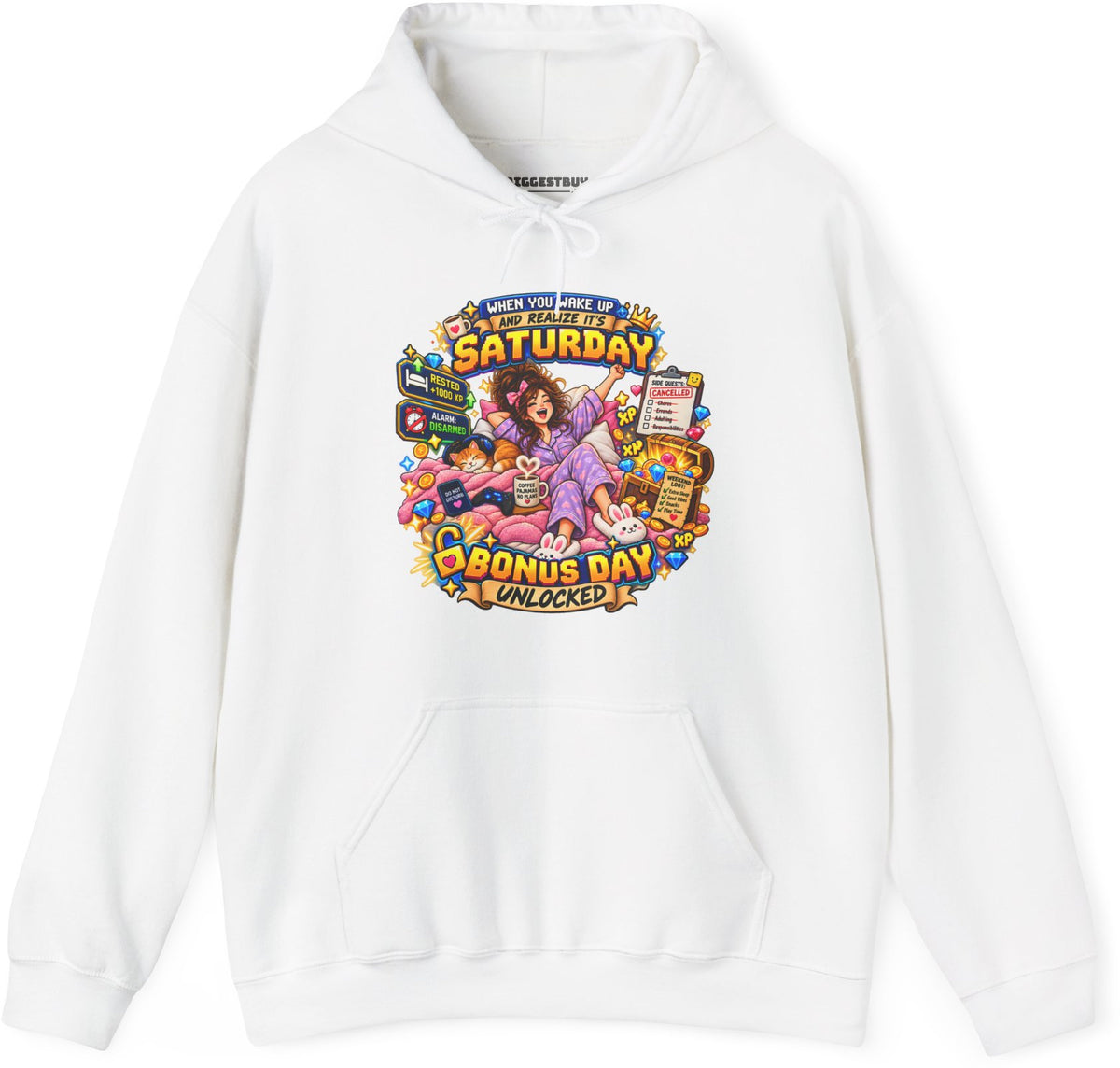 Pajama Party - Pullover Hoodie in White, front view