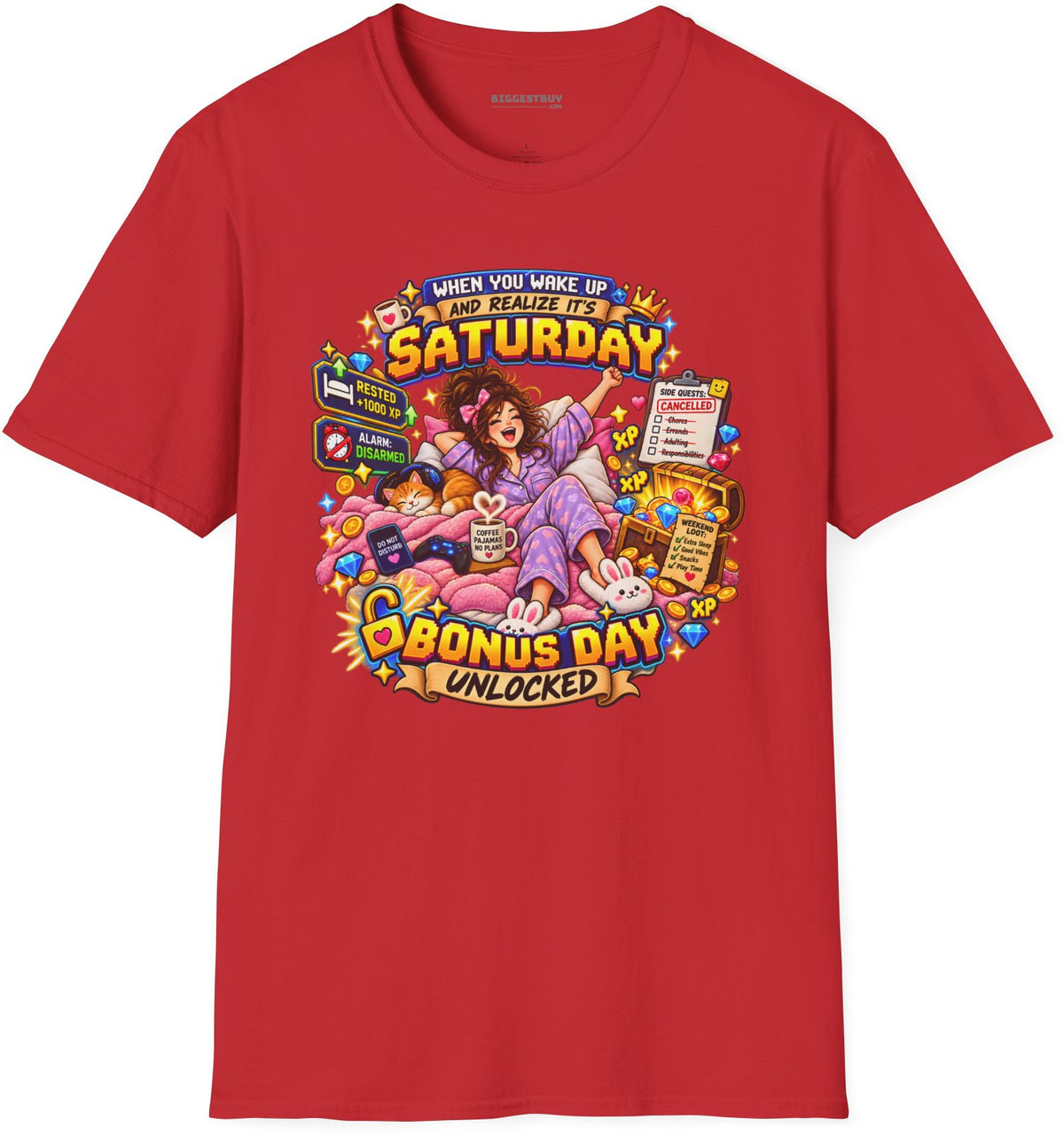 Pajama Party - Softstyle T-Shirt in Red, front view