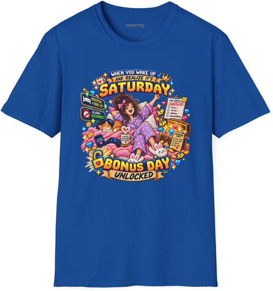 Pajama Party - Softstyle T-Shirt in Royal, front view