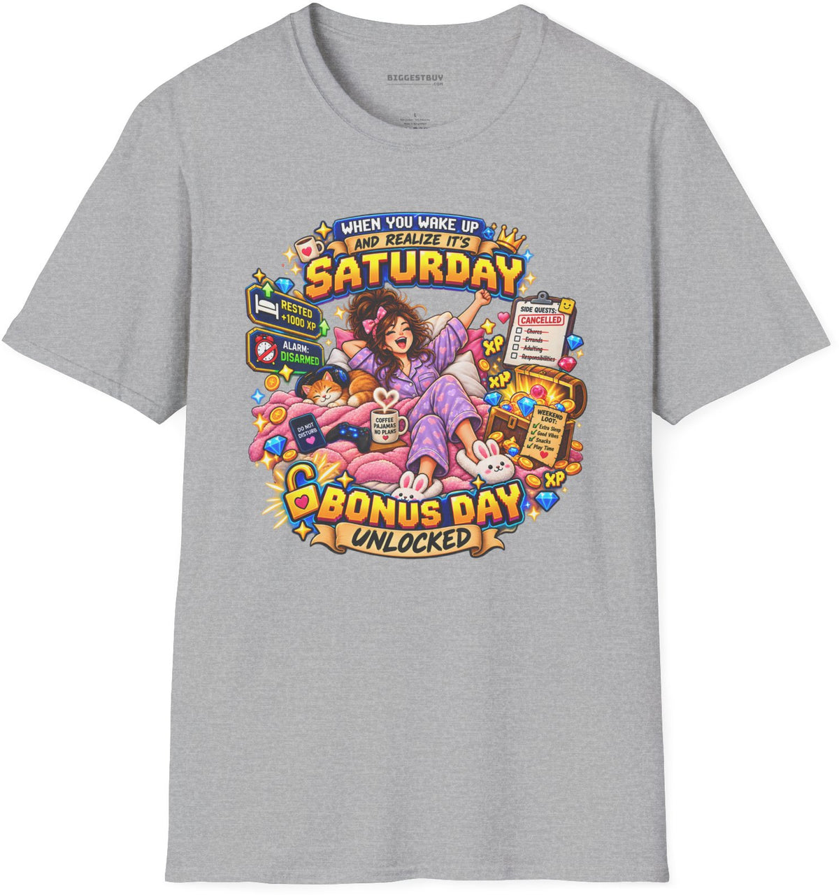 Pajama Party - Softstyle T-Shirt in Sport Grey, front view