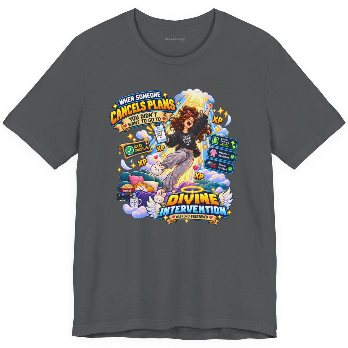 Pamphlet Punchline - Classic Jersey Tee in Asphalt, front view